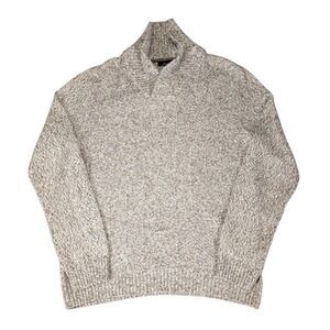 Marc Anthony Mens XL Slim Fit Shawl Collar Marled Knit Pullover Sweater Brown